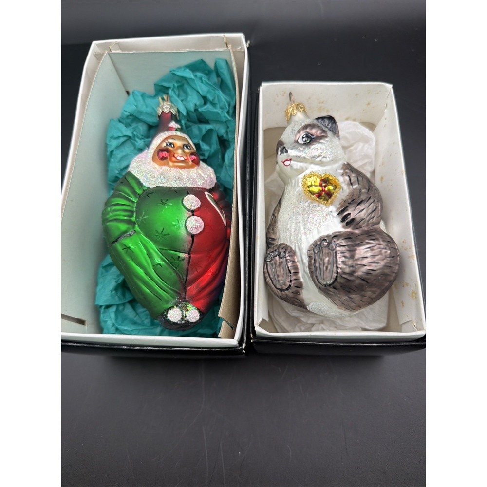 Christopher Radko AIDS Awareness Ornaments Caring Clown Winter Bear 1996 97 Box